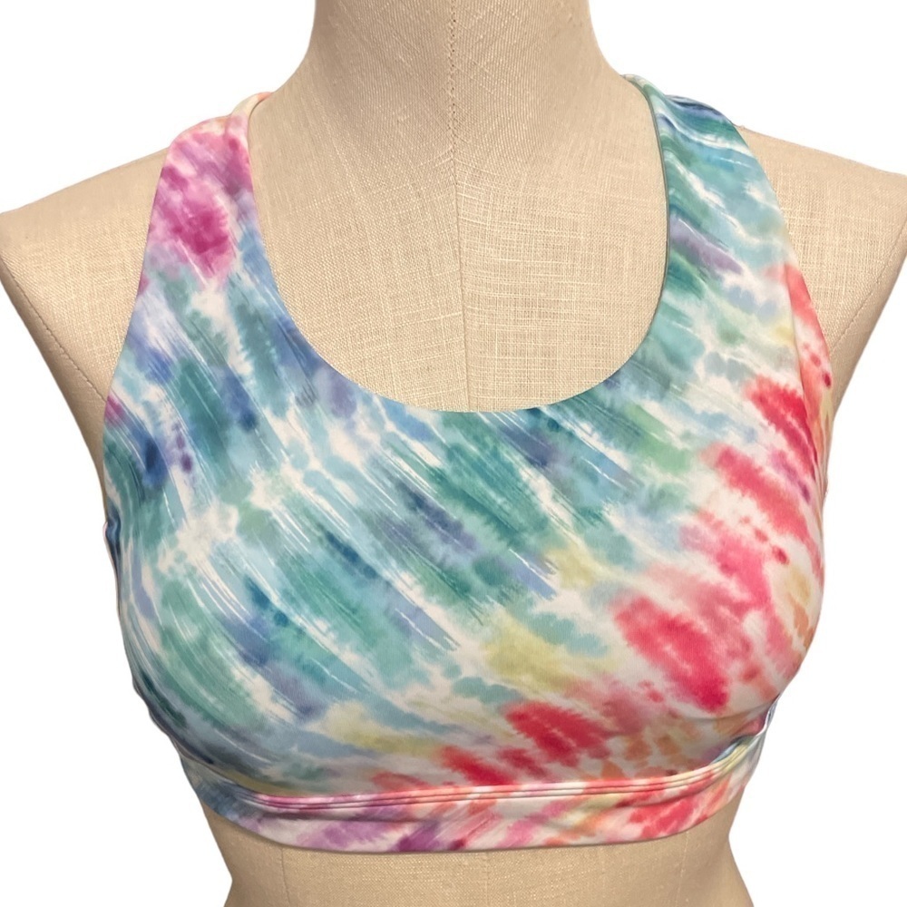 Athleta Ultimate Love Proudly Bra activewear rainbow padded intimate size small